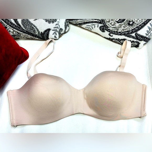 Maidenform BRA 38D Beige Women's Wireless SE0015 Strapless Side Boning 5473 Y - Picture 1 of 12